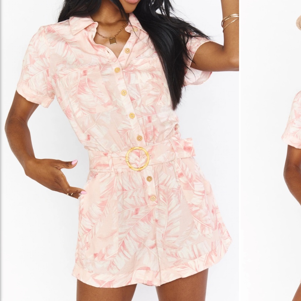 Show Me Your MuMu Bexley Pink Majestic Palm Romper - Picture 2 of 9
